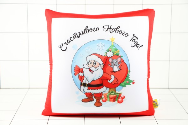 Антистрессовая подушка Новый год  Дед мороз и мышь 19асп19ив-1 - фото товара