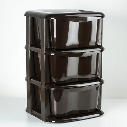 Комод пласт 3 секции,  шоколадный Домовой Ангарск - фото товара