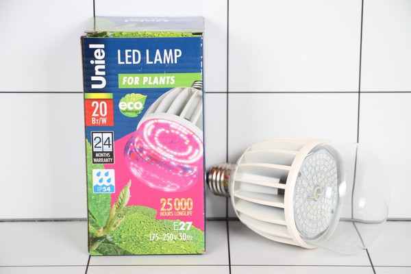 Лампа светодиодная Uniel для растений М80 Е27 20W (160°) прозрачная 522819 - фото товара