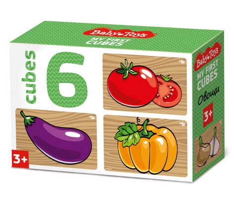 Кубики  Овощи  (без обклейки) 6 шт BABY TOYS арт. 03545 - фото товара