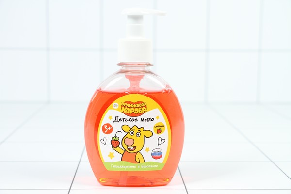Детское жидкое мыло с ароматом Клубника,  250 мл «Оранжевая корова» - фото товара
