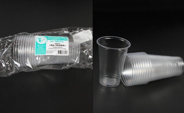 Набор  На троих : стакан 200мл белый/прозрачный,  10шт - фото товара