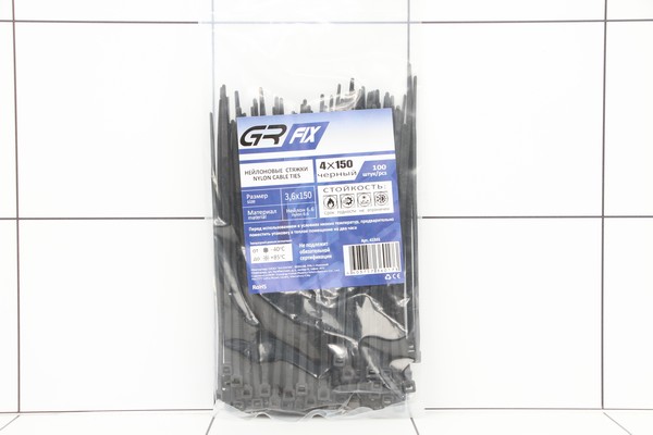 Кабельная стяжка GR fix 4*150мм черная (уп 100шт. ) - фото товара