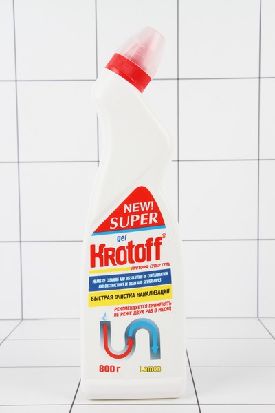 SUPER Mister Krotoff gel 800г лимон для очистки канализационных труб /12шт - фото товара