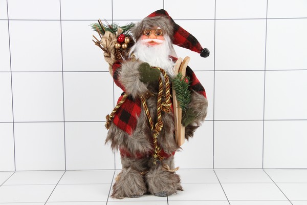 Дед Мороз в красно-клетчатой шубе,  32 см 121722 - фото товара