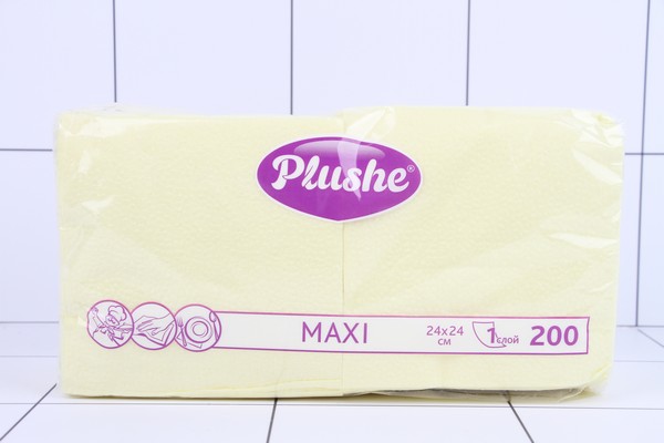 САЛФЕТКИ бумажные 24 Plushe Maxi 200,  1 слой,  белая/пастель,  сплошное, желтый /7шт - фото товара