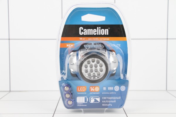 Фонарь налобный Camelion LED5312-14F4 (3хR03 в компл) 14св/д 1, 2W (35lm) - фото товара