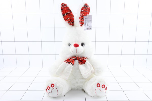 Заяц 1STZ-003 с красным шарфом,  56 см - фото товара