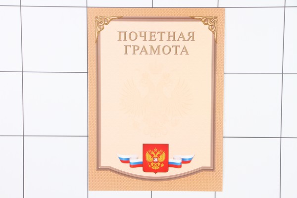 Грамота Почетная А4 с Российской символикой золото Г4 02931 - фото товара