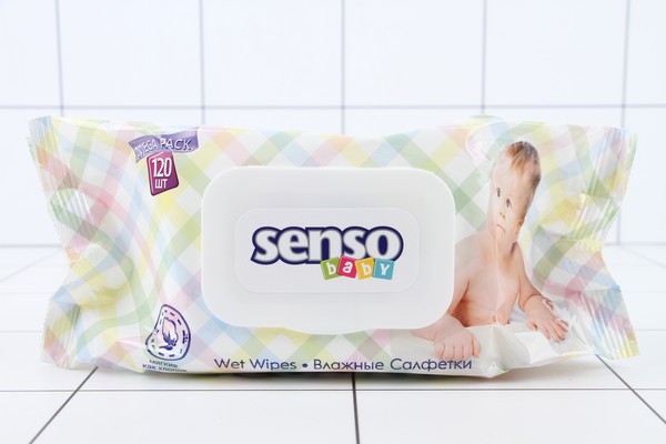 Салфетки влажные SENSO Baby детские 120шт с клапаном - фото товара