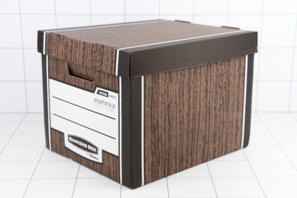 Короб архивный Fellowes FS-00610  Bankers Box Woodgrain  325*285*385,  гофрокартон,  сборка FastFold ( - фото товара