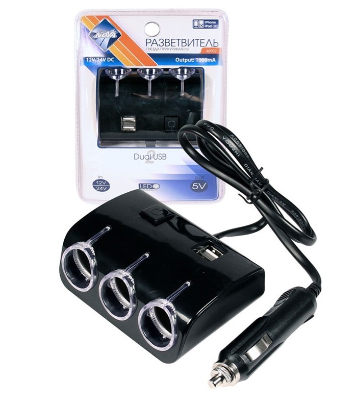   3  (2USB)  , 12/24V