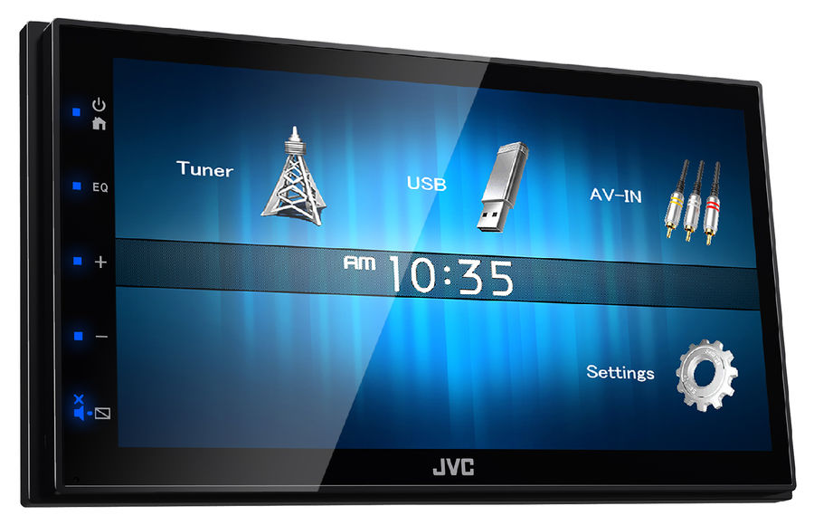 Автомагнитола JVC KW-M14 2DIN 6.8 /без диска/ USB,iPod/iPhone,выход2 пары (Фронт+Тыл) + на сабвуфе - фото товара